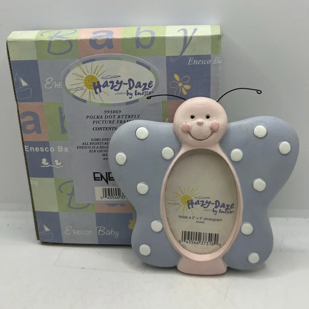 New Enesco Polka Dot Butterfly‎ Picture Frame Baby Nursery  Decor